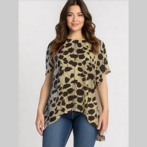 - Vince Camuto Plus Size High Low Black White Flowing Blouse